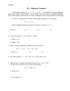 Fibonacci Numbers & Recursive Sequences Worksheet