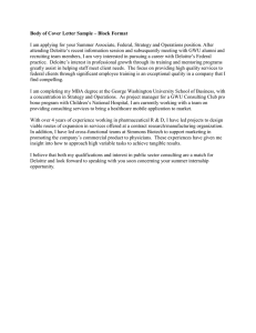 Cover Letter Sample: Deloitte Summer Associate Application
