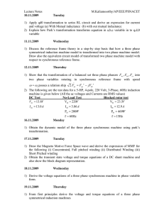 Electrical Machines: Transformations & Equations - Lecture Notes