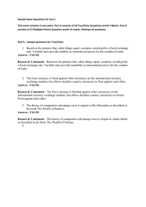 Sample Exam Questions: International Finance