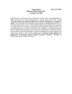 Banaras Hindu University Varanasi –221 005