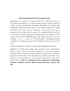 JRF Position: Scorpion Venom & Pulmonary Changes Research