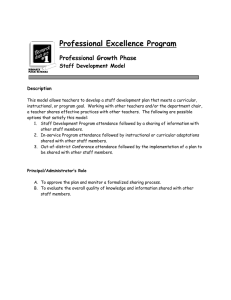 Professional Excellence Program Professional Growth Phase Staff Development Model