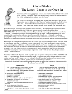 The Lorax: Letter to the Once-ler Project