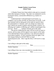 Sample Student Assent Form for Research Study