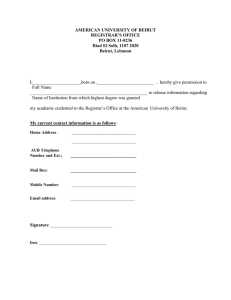 AMERICAN UNIVERSITY OF BEIRUT REGISTRAR’S OFFICE PO BOX 11-0236