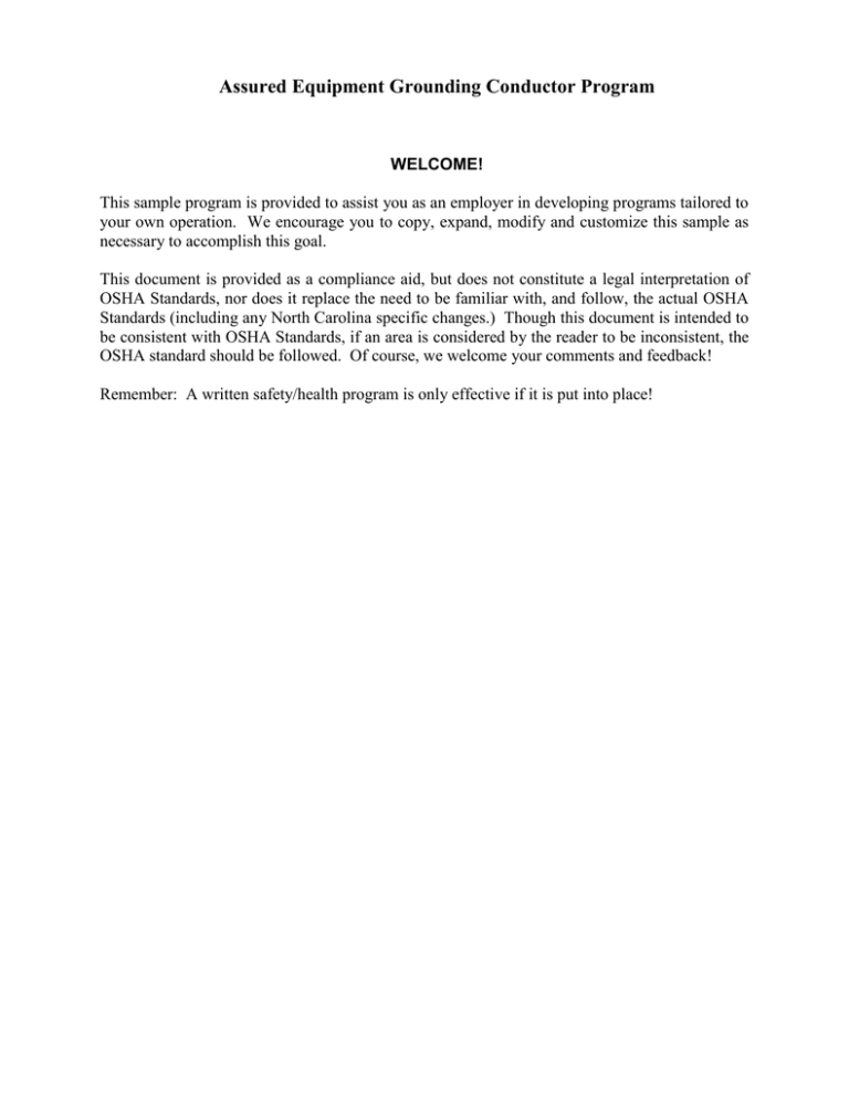 Assured Equipment Grounding Conductor Program