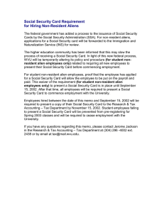 Social Security Card Requirement for Hiring Non-Resident Aliens
