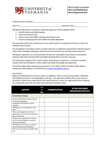 WHS Area Inspection Checklist - University of Tasmania