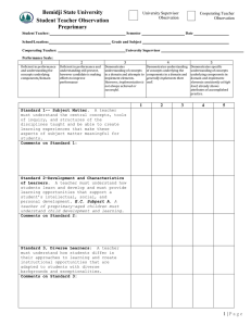 Pre-primary Student Teacher Observation Form