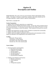 Algebra II Description and Outline
