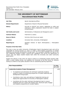 Sports Volunteering Officer Role Profile - University of Nottingham