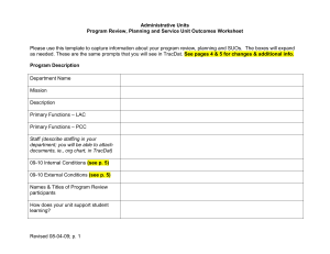 Program Plan/Program Review Worksheet - Administrative Units