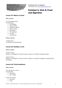 Year 8 equipment list - Unit 2A: Food and digestion (DOC, 102 KB)