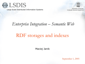 RDF storages and indexes Enterprise Integration – Semantic Web Maciej Janik