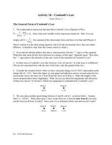 Activity 18 – Coulomb’s Law The General Form of Coulomb’s Law