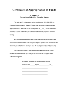 Certificate of Appropriation of Funds In Support of