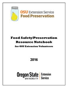 2016  Food Safety/Preservation Resource Notebook