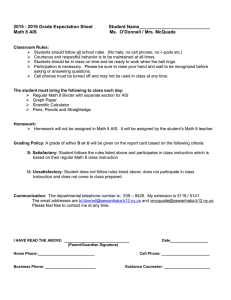 Math 8 AIS Grade Expectation Sheet
