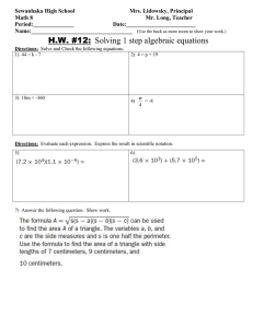 Math 8 HW 12 Solving One Step Algebraic Equations.doc