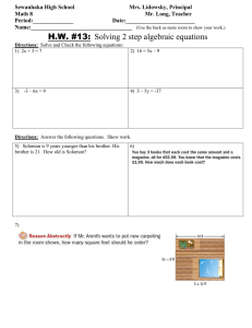 Math 8 HW 13 solving 2 Step Algebraic Equations.doc