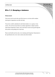 Homeostasis Activity: Temperature Balance Revision