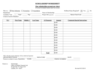 SCHOLARSHIP WORKSHEET One scholarship account per sheet