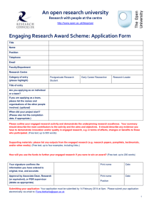 An open research university  Engaging Research Award Scheme: Application Form