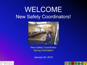 Spring 2012 New Safety Coordinator Orientation