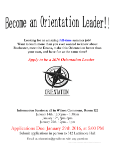 2016 Orientation Leader Application