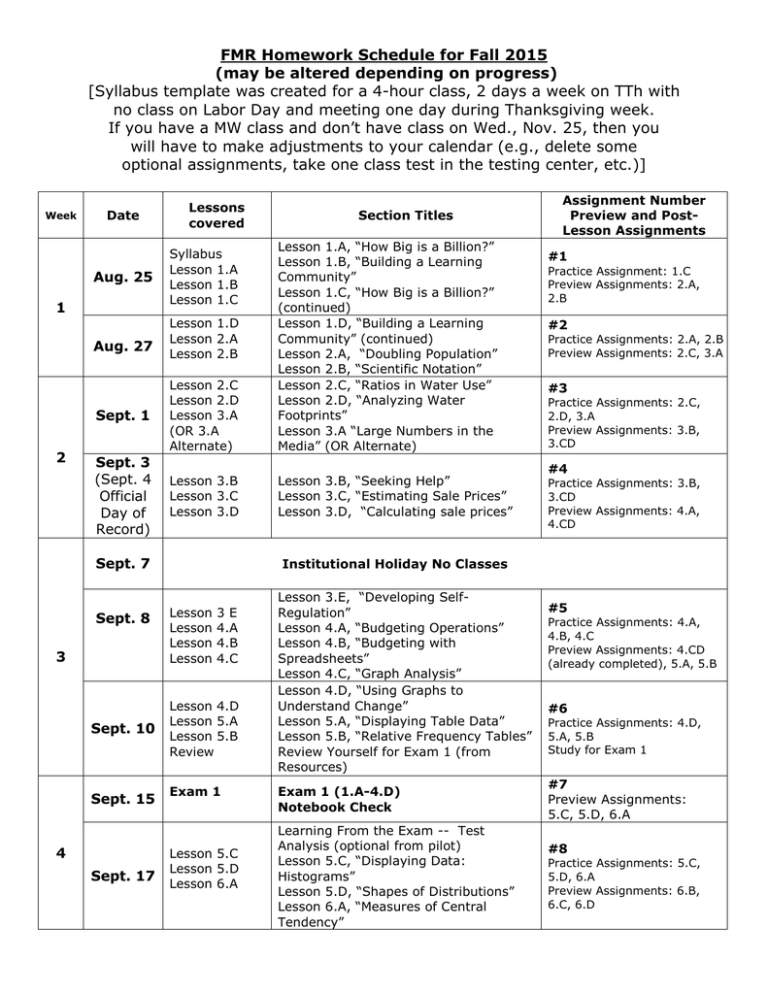 Syllabus Template With Calendar