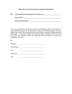 Marquette University Research Agreement Acknowledgment