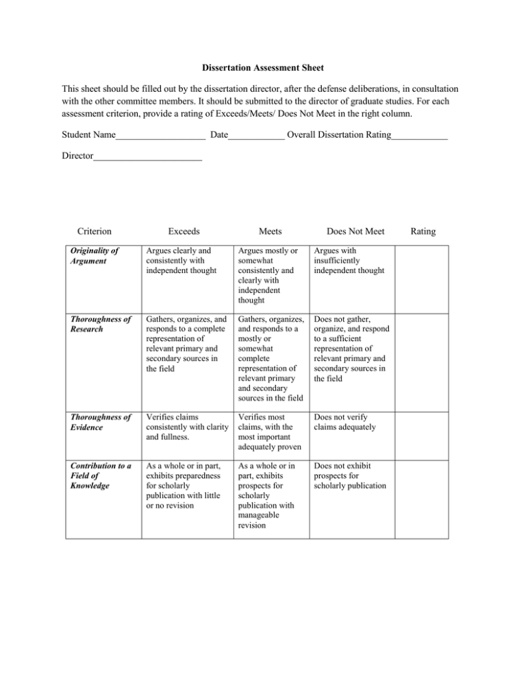 dissertation evaluation section