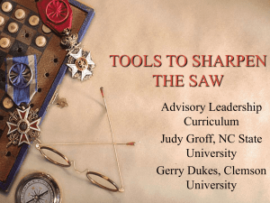 TOOLS TO SHARPEN THE SAW Advisory Leadership Curriculum