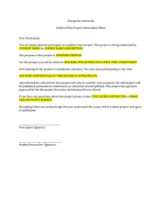 Marquette University  Student Class Project Information Sheet Dear Participant,