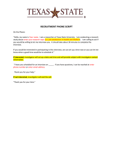 Research Recruitment Phone Script - Texas State University