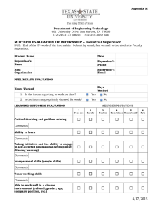 MIDTERM EVALUATION OF INTERNSHIP – Industrial Supervisor