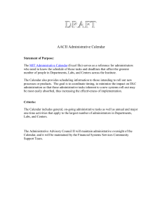 MIT Administrative Calendar and Activities