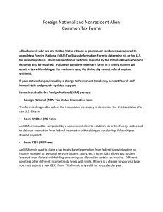 Common NRA Tax Forms