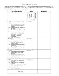 Senior Assignment Fund Rubric