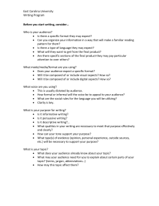 East Carolina University Writing Program  Who is your audience?