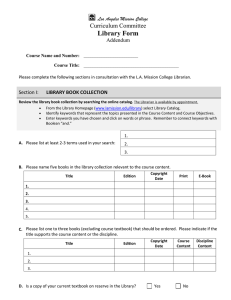Library Resource Form for Course Curriculum