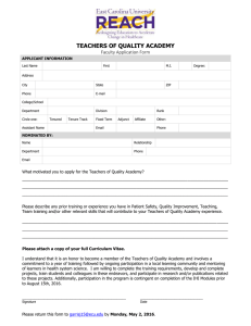 TEACHERS OF QUALITY ACADEMY Faculty Application Form APPLICANT INFORMATION