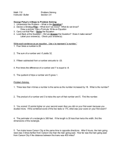 Work Sheet Problem Solving Section 3.4