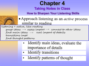 Chapter 4 Taking Notes in Class How to Sharpen Your Listening Skills