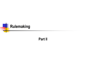 Rulemaking Part II