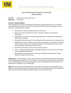 Sports Marketing &amp; Development Internship Job Description
