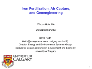 Iron Fertilization, Air Capture, and Geoengineering