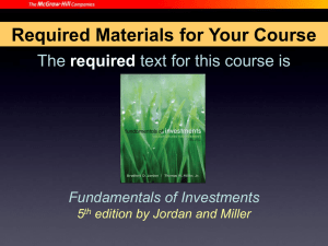 Required Materials for Your Course The text for this course is required