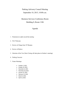 Parking Advisory Council Meeting September 18, 2015, 10:00 a.m.